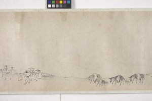 Tahıl Taşan Yüz Eşek, Handscroll, c.1700 (kağıt üzerine mürekkep) by Ye Yin