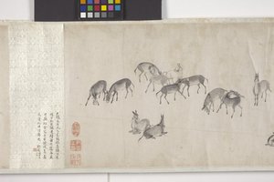 Tahıl Taşan Yüz Eşek, Handscroll, c.1700 (kağıt üzerine mürekkep) by Ye Yin