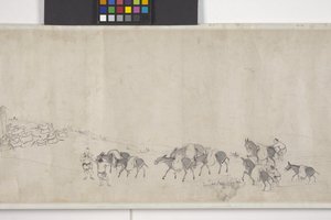 Tahıl Taşan Yüz Eşek, Handscroll, c.1700 (kağıt üzerine mürekkep) by Ye Yin