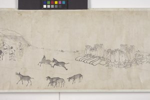 Tahıl Taşan Yüz Eşek, Handscroll, c.1700 (kağıt üzerine mürekkep) by Ye Yin