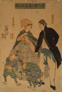 Yılbaşı dansını izleyen yabancılar, 1861 by Yoshitomi Utagawa