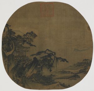 Manzara: bir dağ yamacında pavyonlar, aşağıda bir dere, Ming hanedanı, 16. yüzyıl. by Yuan Ma