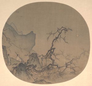 13. yüzyılın başlarında ay ışığında erik çiçeklerini görmek. by Yuan Ma