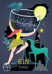 Cin Tonik, 2017 (vektör illüstrasyon) by Yulia Drobova