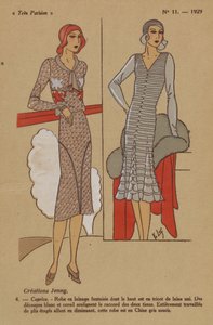 Çok Parisli, 1929, No. 11: Creations Jenny. / 4. - Kapris. - Yün elbise... by Y.v. Luq