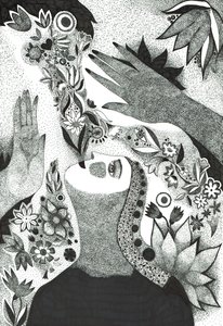 Soul Flowers, 2019 (kağıt üzerine mürekkep çizimi) by Sabina Nedelcheva Williams