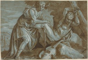 Apollo ve Marsyas, 1600 civarı (mürekkep çizim) by Zenon Veronese