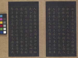 Ebedi Yaşam Sutrası (Wu Liang Shou Jing) 1837 (mavi kağıt üzerine altın boya)