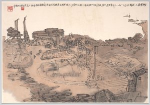 Jinshajiang Nehri üzerindeki Sichuan Eyaleti, Xinshi iskelesini gösteren tablo by Zhou Jun