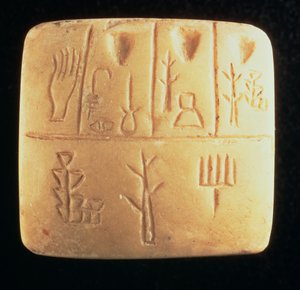 00321 Piktografik yazıtlı tablet, Mezopotamya, MÖ 4. yy sonu (kireçtaşı) by Hippolyte Lalaise Devéria