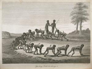 Köpekleri taklit eden Aborijin erkekler, Avustralya by Frederick (attr. to) Barnard