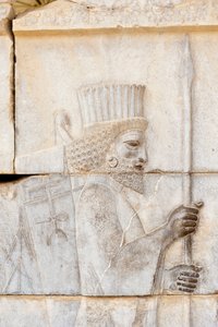 Ahameniş antik kabartması; mızraklı Farsça; Apadana Sarayı