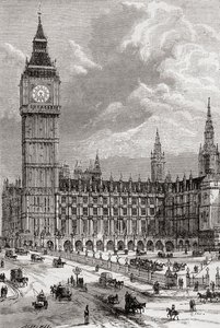 Big Ben ve Parlamento Binaları, Londra, İngiltere, burada 19. yüzyılda görüldü. by . .
