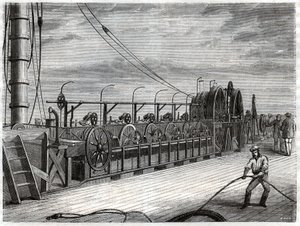 Kablolu telgraf sous marin. Telgraf denizaltı kablosu. by Frederick (attr. to) Barnard