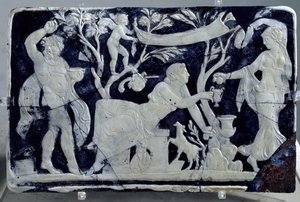 Bir görevli ve Dionysos (cam) ile Venüs Tuvaletini tasvir eden Cameo by Hippolyte Lalaise Devéria