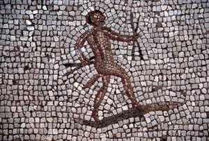 Dansçı, antik Kos limanında mozaik, Kos adası, Yunanistan, Roma uygarlığı (fotoğraf)
