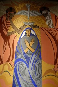 Saint James kilisesinde fresk, Montrouge, Fransa. Meryem Ana