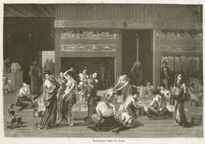 Hijyen Kadınlar hamamlarda yıkanıyor, Edo by John Pardon
