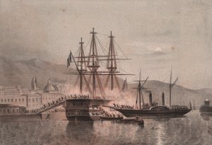 Napoliten Monarca gemisi, Castellammare limanında Tuckery tarafından saldırıya uğradı by William Walcutt