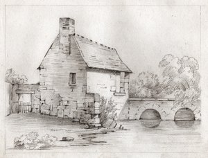 Bir nehir kenarında köylü evi. 1830 dolaylarında (resim) by . .