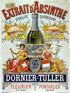 Ornier Tuller absinthe, chromolithograph 1890 için reklam by Frederick (attr. to) Barnard