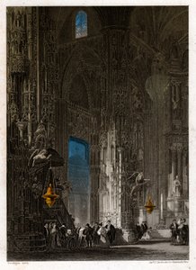 Jerez de la Frontera'daki (Xeres) Aziz Kurtarıcı Katedrali. 1840 dolaylarında (gravür) by . .