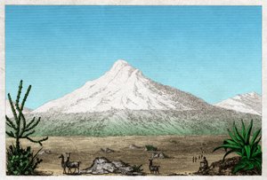 Ekvador Tapia platosundaki Chimborazo yanardağı. 1840 dolaylarında (Gravür) by . .