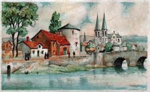 Carcassonne civarındaki köy, yaklaşık 1930 by . .