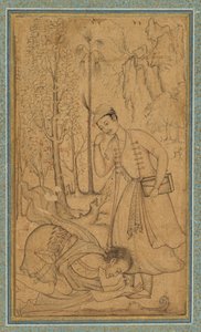 Bir Bilgin Prens Önünde Secde Olan Kutsal Bir Adam, c. 1585, sınır muhtemelen 1700