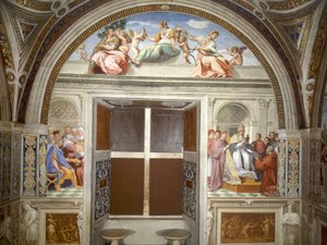 Kardinal ve Teolojik Erdemler, adalet duvarı, güney by Raphael