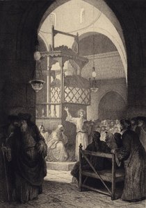 Sinagogdaki İsa by after Albert Robida
