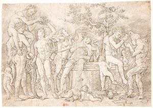 Şarap fıçısının yanındaki arka kanal by after Andrea Mantegna