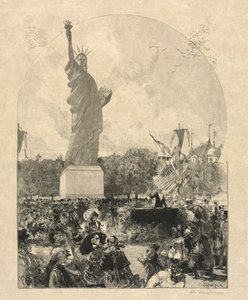 Amerikalıların Paris Şehrine Sunduğu Dünyayı Aydınlatan Özgürlük by after Auguste Louis Lepère