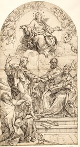 Aziz John Evangelist, Büyük Gregory, John Chrysostom ve Augustine ile Immaculate Conception by after Carlo Maratti