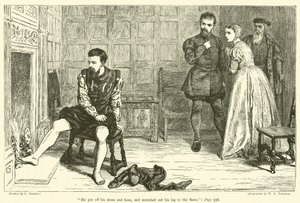 Ayakkabılarını ve hortumunu çıkardı ve bacağını aleve doğru uzattı. by after Charles Green