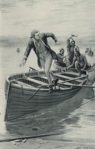 Kızılderililer atlarken Kaptan James Cook teknesinden atlıyor