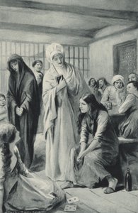 Elizabeth Fry, Newgate zindanlarına girip çıkıyor. by after Charles Mills Sheldon