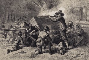 Kızılderililere karşı kendilerini savunan Virginialılar by after Felix Octavius Carr Darley