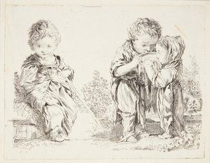 Bir toprak parçası üzerinde oturan çocuk ve küçük süt içenler by after Francois Boucher