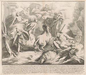 1742 Chinea için Prima Macchina: Neptün ve Minerva Yarışması by after François Hutin Miguel de Sorellò