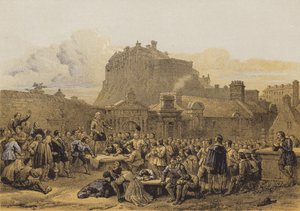 Greyfriars Churchyard, Sözleşmenin İmzalanması (chromolitho) by after George Cattermole
