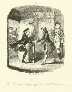 Tobias Smollett tarafından Peregrine Turşu için İllüstrasyon by after George Cruikshank