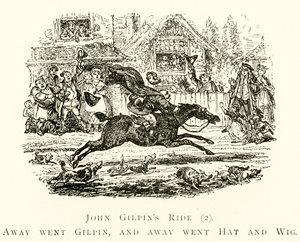 John Gilpins Ride (2), Gilpin gitti ve Hat ve Peruk gitti by after George Cruikshank