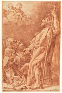 Aziz Anthony Abbot ve Büyük James ile Madonna ve Çocuk by after Giovanni Lanfranco