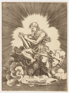 Aziz John, kartalın üzerine oturmuş yazı by after Giulio Romano
