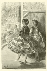La Amparo, fandango dansı yapıyor by Gustave after Dore