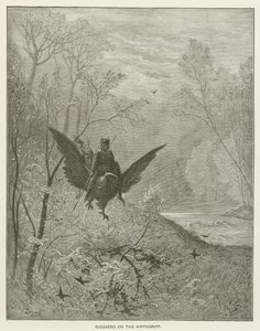 Hippogriff üzerinde Ruggiero by Gustave after Dore
