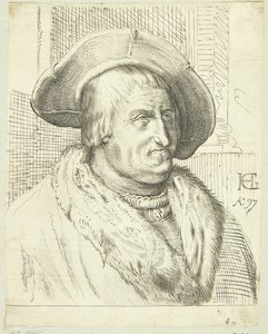 Şapkalı yaşlı adamın fantezi portresi by after Hendrick Goltzius