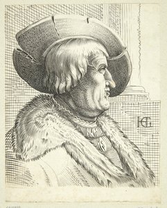 Profilde şapkalı yaşlı adamın fantezi portresi by after Hendrick Goltzius