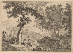Bir Ağacın Altında Oturan Satyr Ailesi by after Herman van Swanevelt